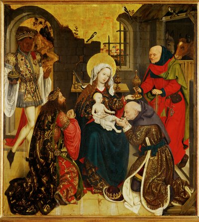 Adoração dos Reis Magos ... (pintura sobre madeira) de Schottenaltar Master