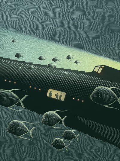 20.000 Léguas Submarinas, 2006 (scratchboard, colorido digitalmente) de Scott McKowen