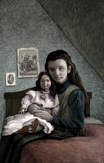 A Little Princess, 2004 (scratchboard, colorido digitalmente) de Scott McKowen