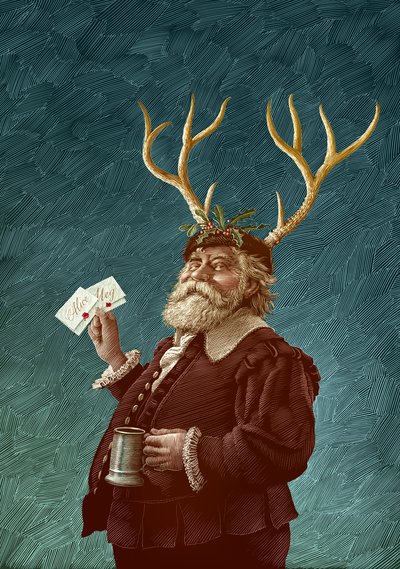 Falstaff, 2015 (scratchboard, colorido digitalmente) de Scott McKowen