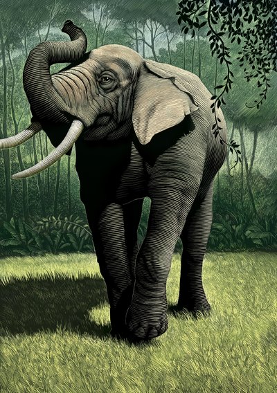 O Livro da Selva, 2006 (scratchboard, colorido digitalmente) de Scott McKowen