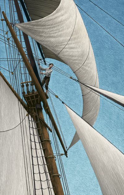 A Ilha do Tesouro, 2004 (scratchboard, colorido digitalmente) de Scott McKowen