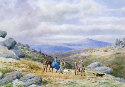 Uma festa de tiroteio em Highlands, 1868 (wc no papel) de Scottish School