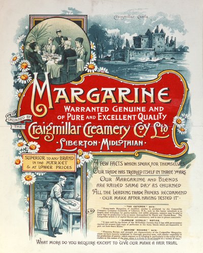 Propaganda para a margarina produzida pela Creamery Craigmillar de Scottish School