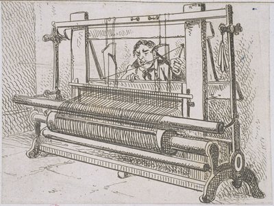 MS Murray 636 Imagem de um homem em um tear, de um relato estatístico da paróquia de Barony de Glasgow por James Hopkirk, 1827 de Scottish School