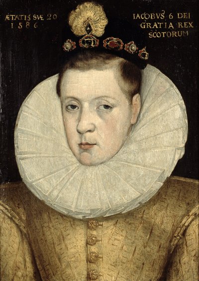 Retrato de James VI da Escócia, mais tarde James I da Inglaterra (1566-1625) 1586 de Scottish School
