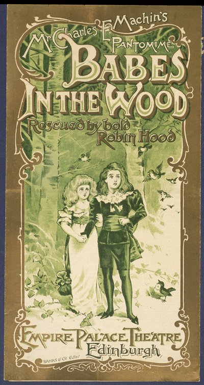 Programa de capa de Babes in the Wood no Empire Palace Theatre, Edimburgo de Scottish School