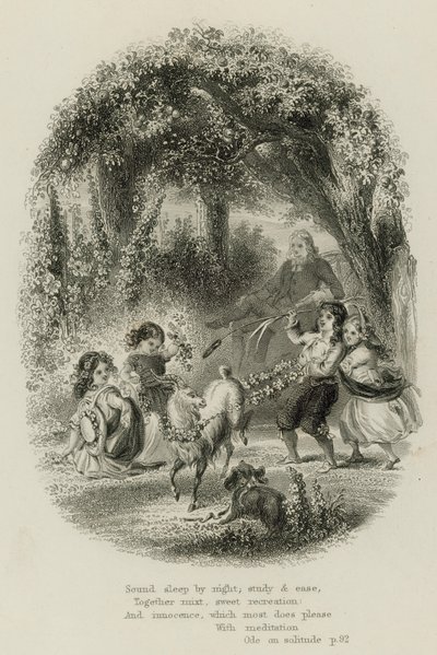 Cena de Ode na Solidão, de Alexander Pope (gravura) de Scottish School