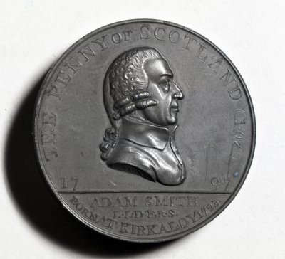 Moeda de um centavo escocês que comemora Adam Smith (anverso), 1797 (cobre) (para ver reverso XJF448270) de Scottish School
