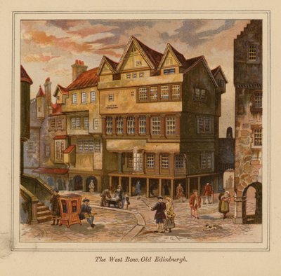 The West Bow, Old Edinburgh (litografia a cores) de Scottish School