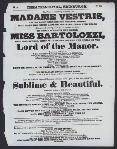Programa de teatro para o Theatre Royal, Edimburgo de Scottish School