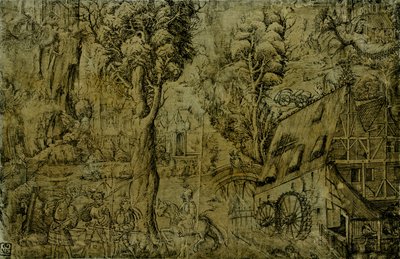Paisagem, com, moinhos vento de Sebald Baumhauer