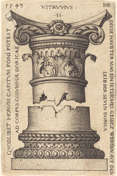 Capital e base de uma coluna de Sebald Beham