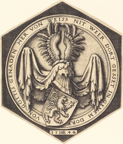 Brasão de armas com um leão de Sebald Beham