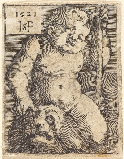 Gênio em um golfinho de Sebald Beham