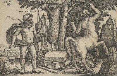 Hércules Matando Nessus, de Os Trabalhos de Hércules, 1542. de Sebald Beham