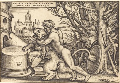 Hércules matando o leão de Nemean de Sebald Beham