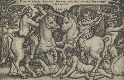 Hércules sequestrando Iole, de The Labors of Hercules, 1544. de Sebald Beham