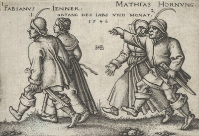 Janeiro e fevereiro, da Festa dos Camponeses ou dos Doze Meses, 1546. de Sebald Beham