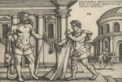 Lichas Trazendo o Traje de Nessus para Hércules, de Os Trabalhos de Hércules. de Sebald Beham