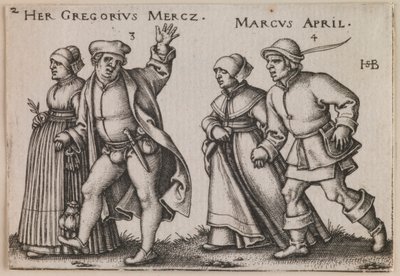 "Março e Abril" da série "A Festa dos Camponeses ou Os Doze Meses" de Sebald Beham
