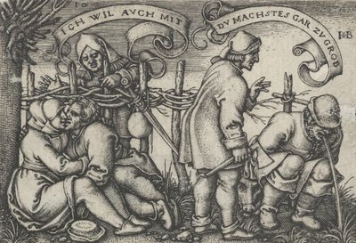 Camponeses atrás da cerca, da Festa dos Camponeses ou os Doze Meses, 1546-47. de Sebald Beham