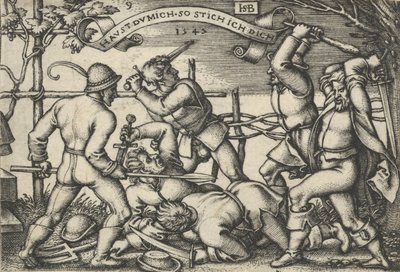 Brawl dos Camponeses, da Festa dos Camponeses ou os Doze Meses, 1547. de Sebald Beham
