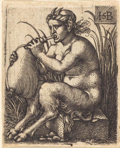 Mulher sátira tocando gaita de foles de Sebald Beham