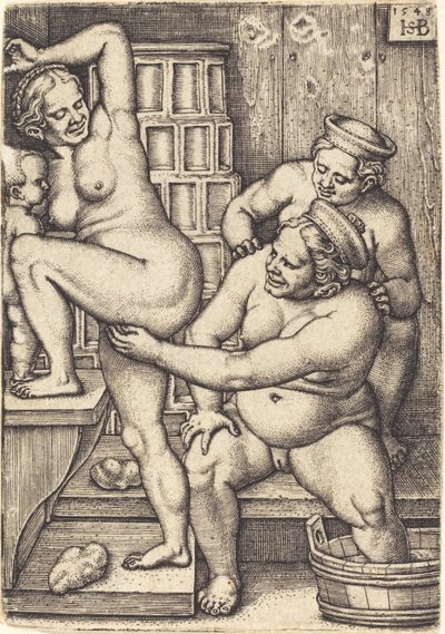 Três mulheres tomando banho de Sebald Beham