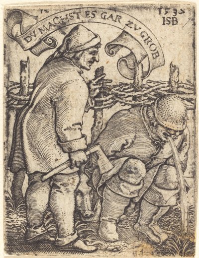 Camponês vomitando de Sebald Beham
