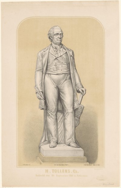 Estátua de Hendrik Tollens H. Tollenz, Cz, Revelado em 24 de setembro de 1860 em Rotterdam (título no objeto) de Sebastiaan Theodorus Voorn Boers