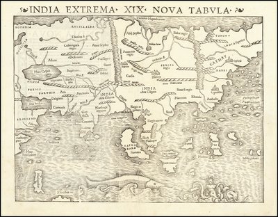 Mapa da Ásia de 1542 por Sebastian Münster de Sebastian Munster