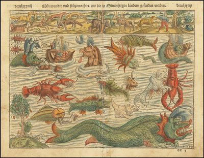 Edição de 1570 da Carta dos Monstros Marinhos de Sebastian Münster de Sebastian Munster