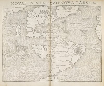 Mapa da América do Norte, Novas Ilhas, 17 novo mapa, Sebastian Munster de Sebastian Munster