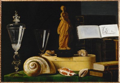 Nature morte a la statuette et aux coquillages - Natureza morta com estátua e conchas ... de Sebastian Stoskopff