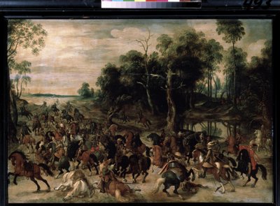 Ataque de cavalaria, c.1615 (óleo sobre madeira) de Sebastian Vrancx