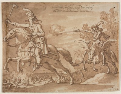Morte a cavalo perseguindo um cavaleiro voador, 1631. de Sebastian Vrancx