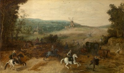 Paisagem com viajantes atacados por assaltantes (óleo) de Sebastian Vrancx