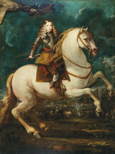 Retrato equestre de Carlos II da Espanha, década de 1660. de Sebastian de Herrera Barnuevo