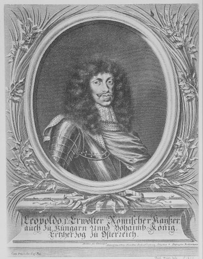 Leopoldo I, Sacro Imperador Romano, gravado por Bartholomaus Kilian II, 1674 de Sebastian van Dryweghen