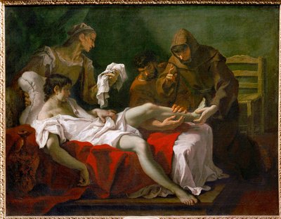 Santo António de Pádua cura um jovem ... de Sebastiano (attr. to) Ricci