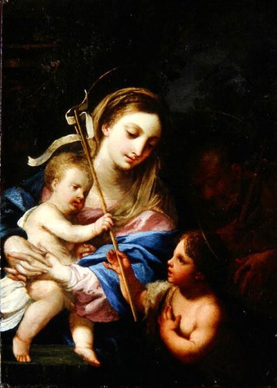 A Sagrada Família com São João Batista (óleo sobre cobre) de Sebastiano Conca