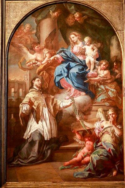 A Virgem e o Menino com São João Nepomuceno, Antes de 1732, óleo sobre tela de Sebastiano Conca