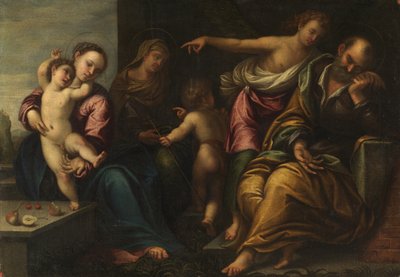 Virgem e Criança com o infante São João, Santa Isabel e a Anunciação a José, c.1540 de Sebastiano Florigerio