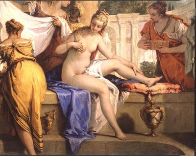 Bathhsheba Bathing, c.1725 (óleo sobre tela) (detalhe de 206172) de Sebastiano Ricci