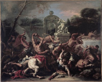 Lapiths and the Centaurs - Batalha entre Lapiths e Centaurs. Pintura por Sebastiano Ricci de Sebastiano Ricci