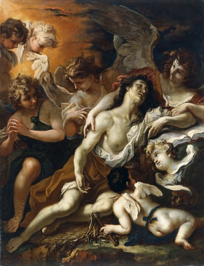Santa Maria Madalena cercada por anjos de Sebastiano Ricci