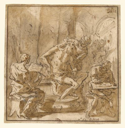 A morte de Séneca (anverso); Estudo de um homem (verso) de Sebastiano Ricci