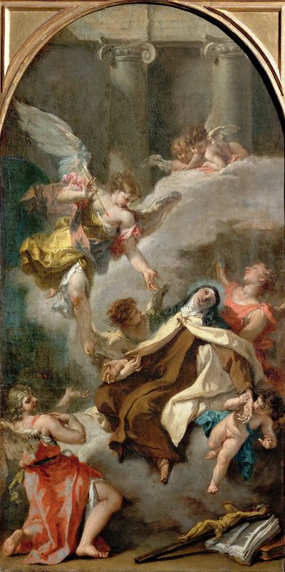 A Visão de Santa Teresa de Ávila (1515-1582) - Sebastiano Ricci (1659-1734). Óleo sobre tela, ca. 1728. Dimensão : 71,5x37 cm. Museu de História de Arte, Vienne de Sebastiano Ricci