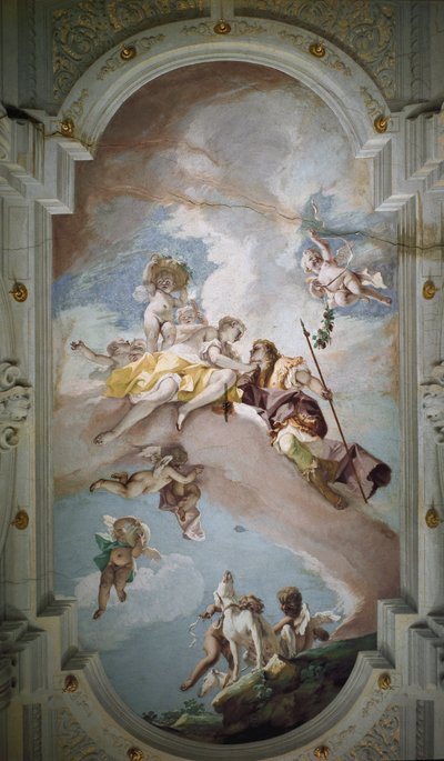 Vénus e Adónis - Vénus e Adónis. Fresco por Sebastiano Ricci (1659-1734), cerca de 1707-1708, Florença, Palazzo Pitti. de Sebastiano Ricci